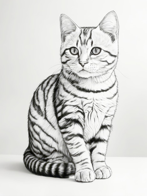 Premium ai image cute cat coloring page