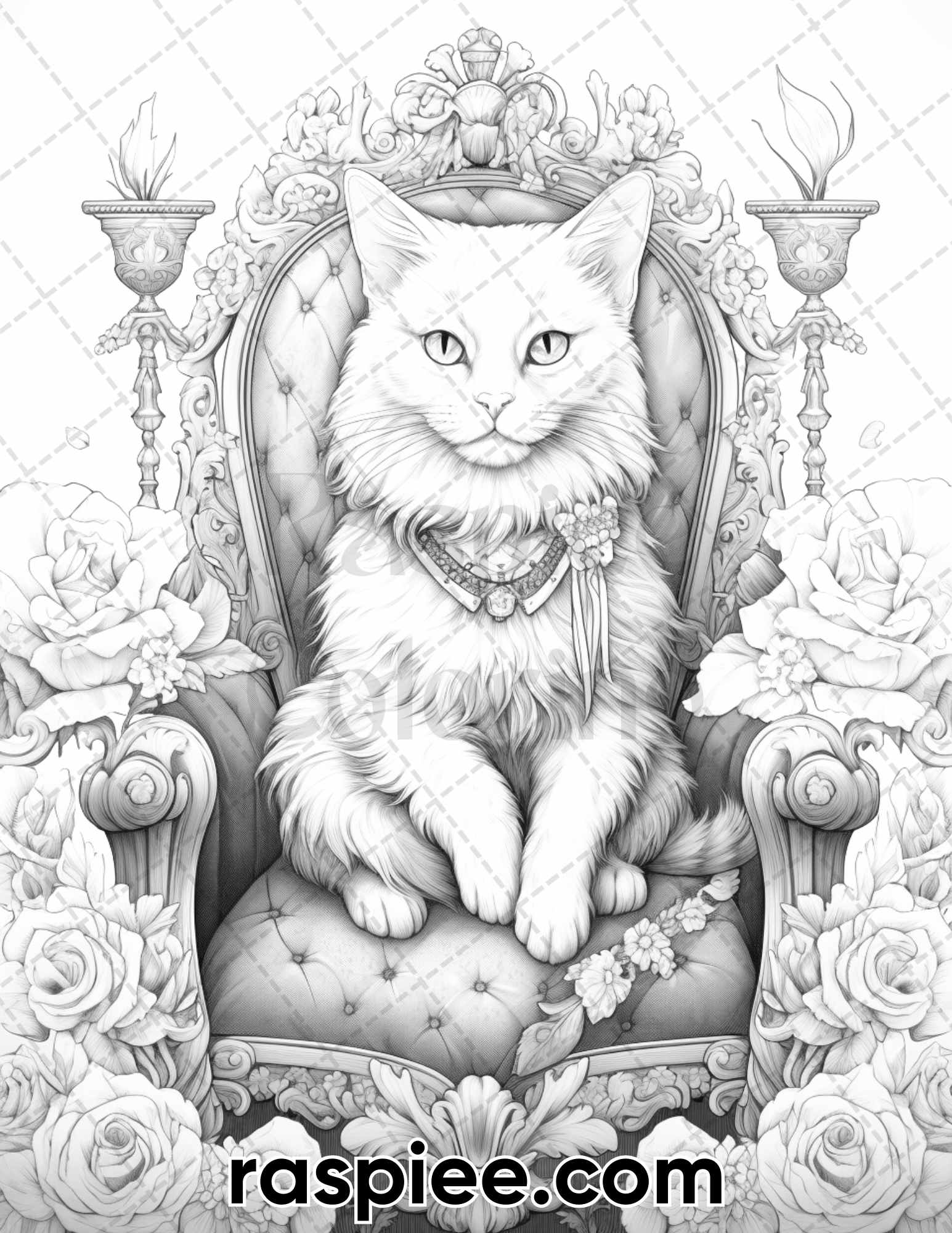 Royal king cat grayscale coloring pages for adults printable pdf i â coloring