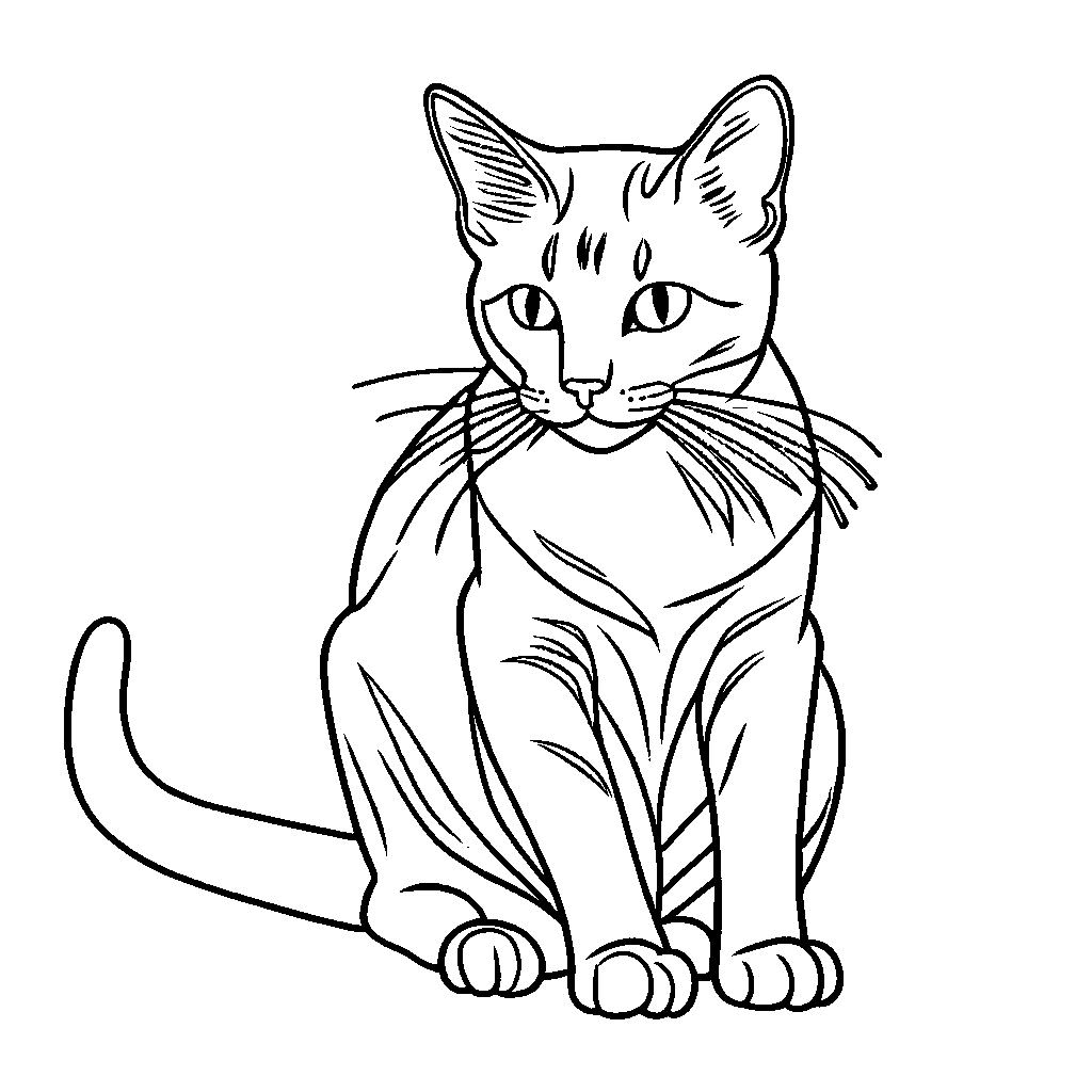 Realistic cat sitting coloring page â lulu pages