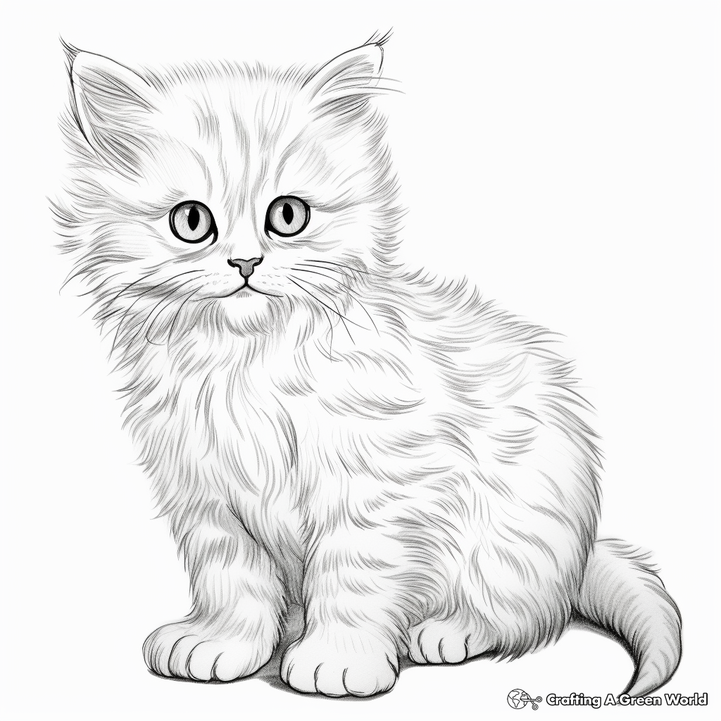 Realistic kitten coloring pages