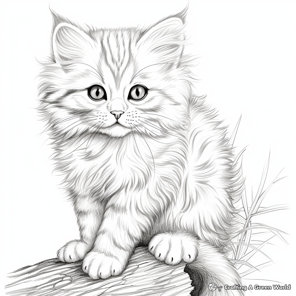 Realistic kitten coloring pages