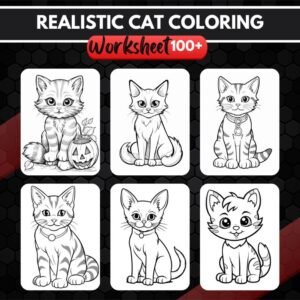 Realistic cat coloring book â