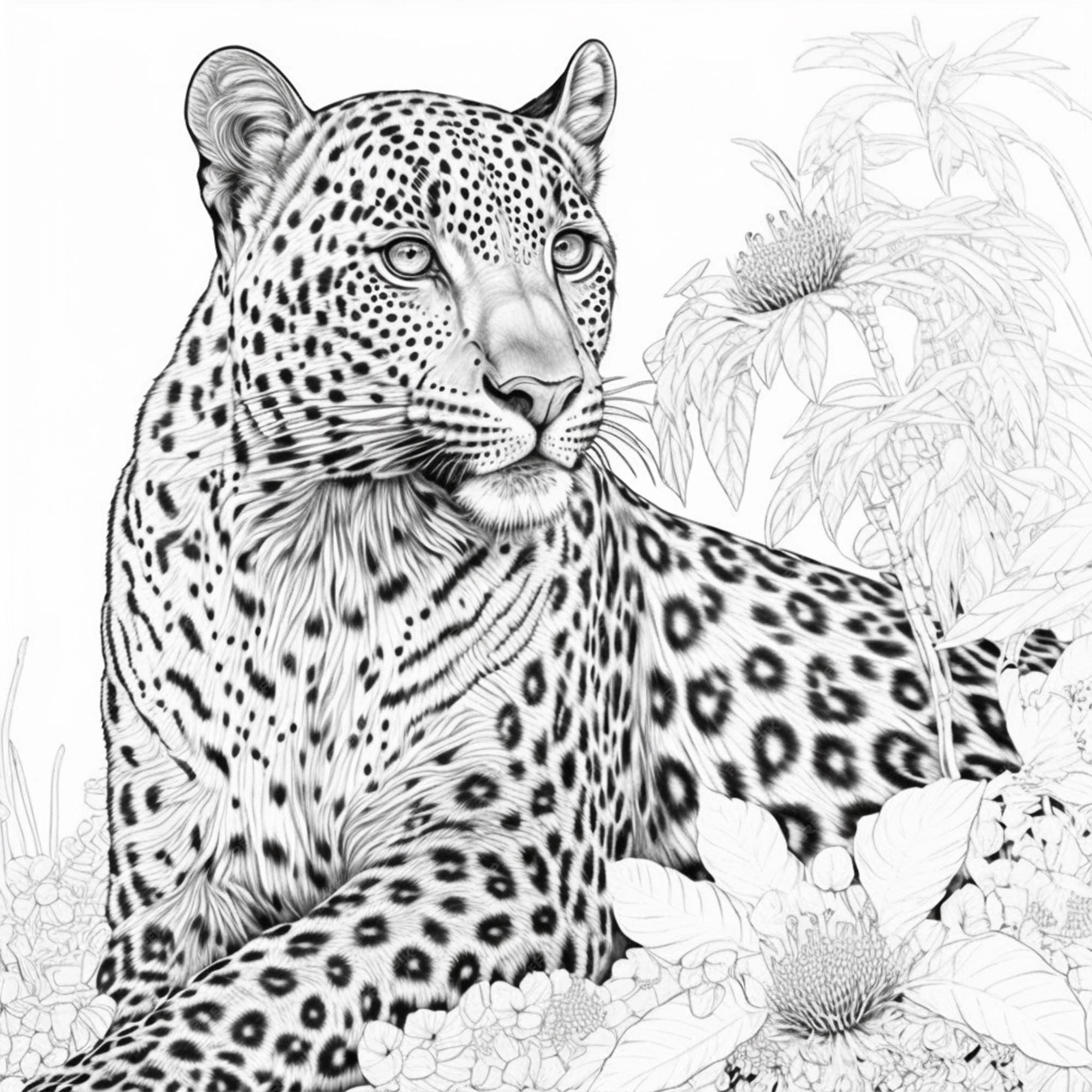 Premium photo cheetah coloring page black and white for coloring book