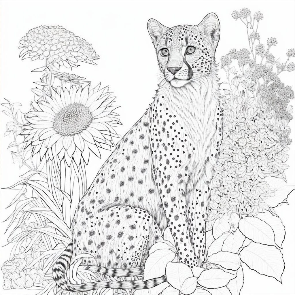 Wild grace majestic and relaxing cheetah coloring pages for adults download now