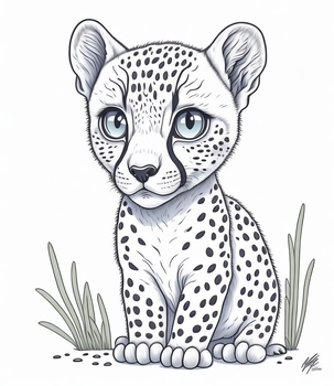 Realistic cheetah coloring pages for teens and adults by rzstore