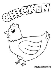 Free chicken coloring page â the tucson puppet lady