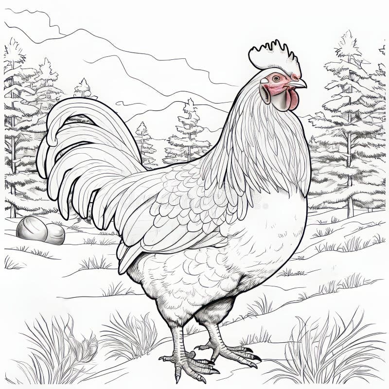 Coloring book pages chicken stock illustrations â coloring book pages chicken stock illustrations vectors clipart