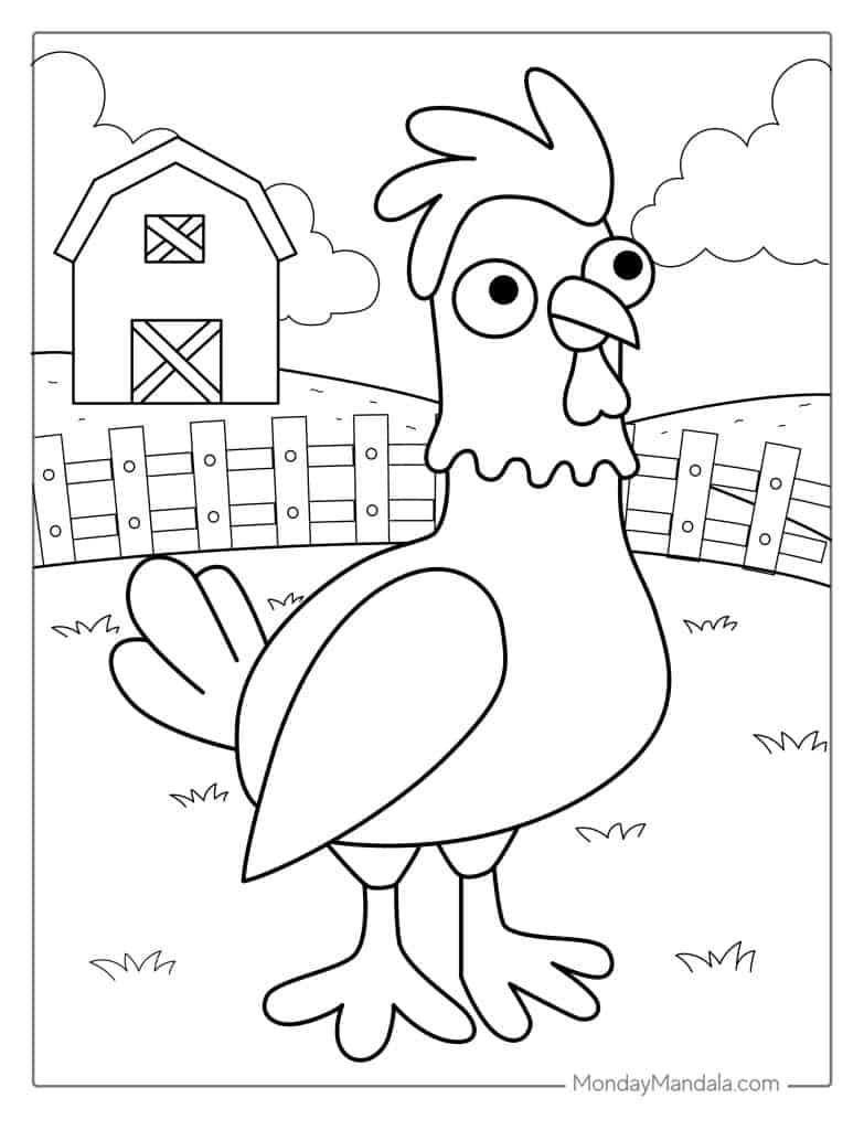 Chicken coloring pages free pdf printables