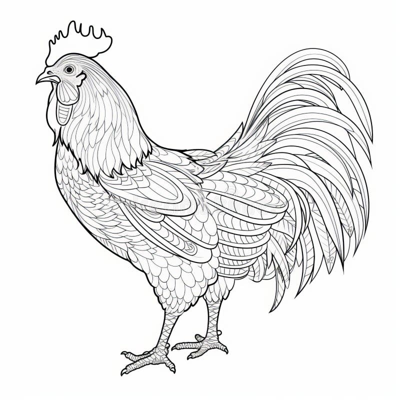 Coloring pages rooster stock illustrations â coloring pages rooster stock illustrations vectors clipart