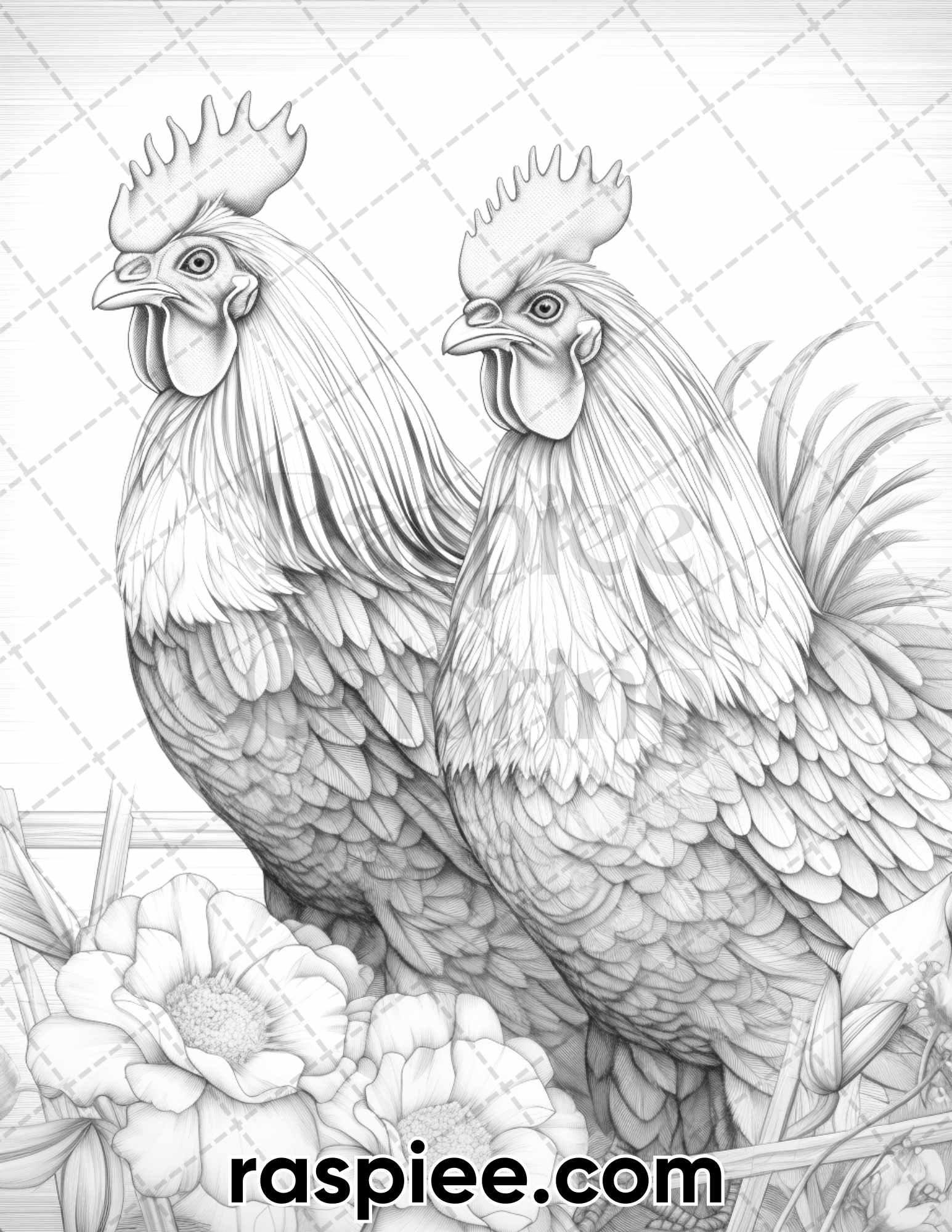 Floral animal couple grayscale coloring pages for adults printable â coloring