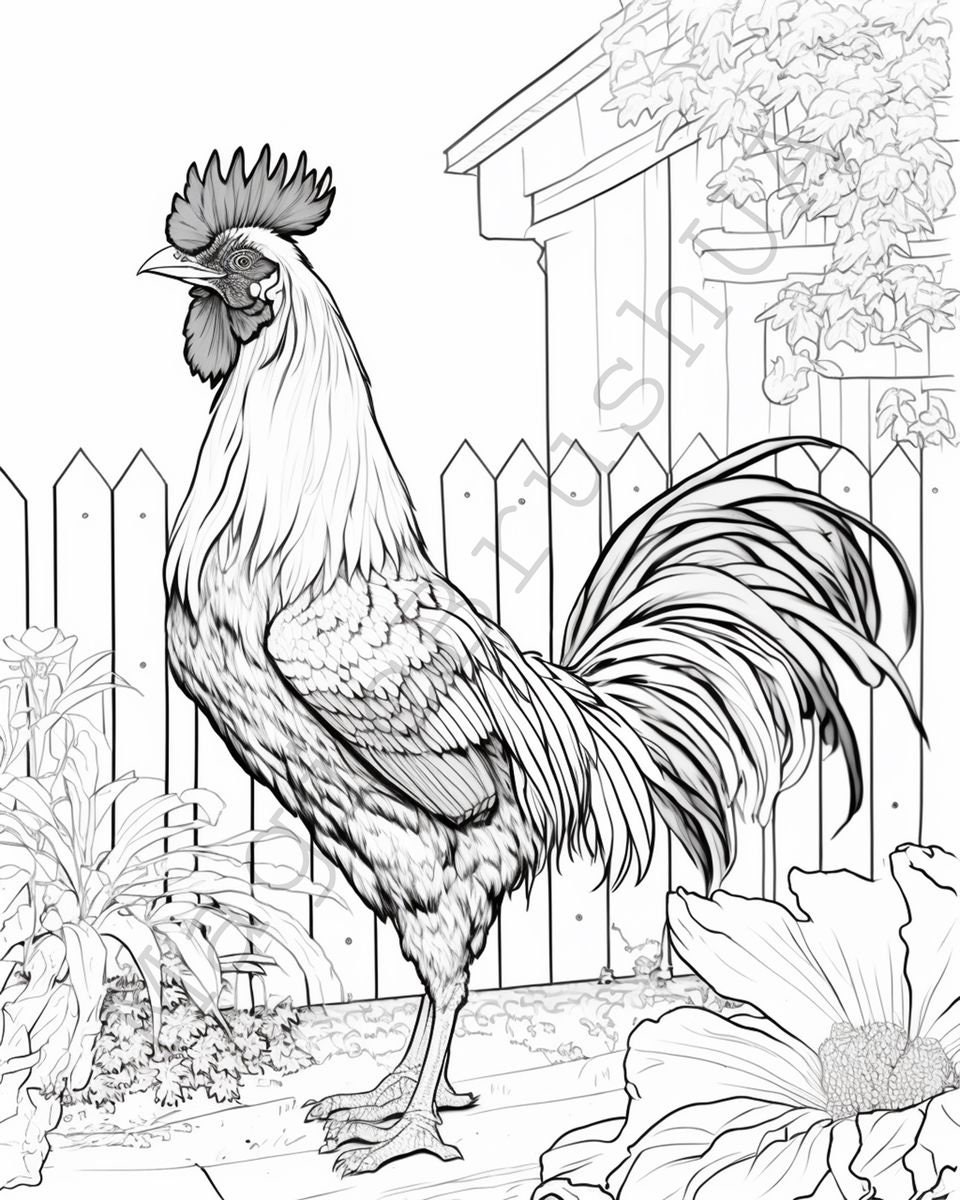 Chickens coloring page portraits set page svg mercial use page art digital download svg stickers chickens art