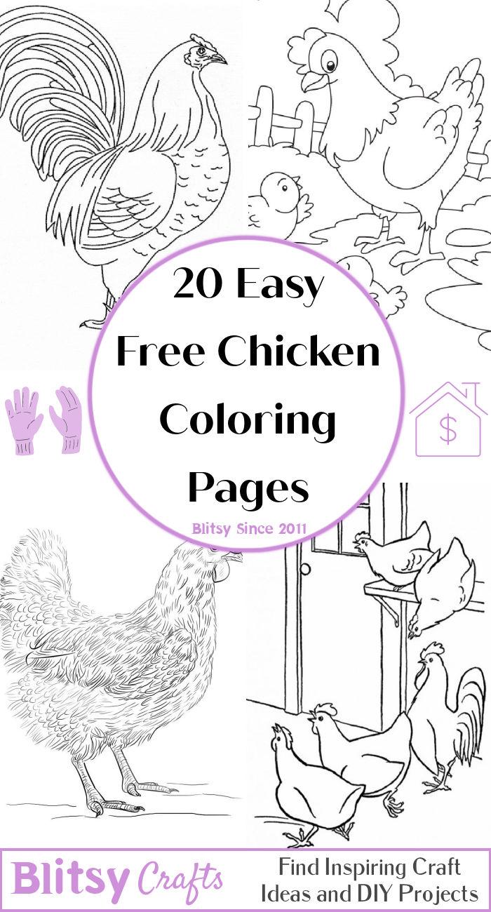 Free chicken coloring pages for kids and adults