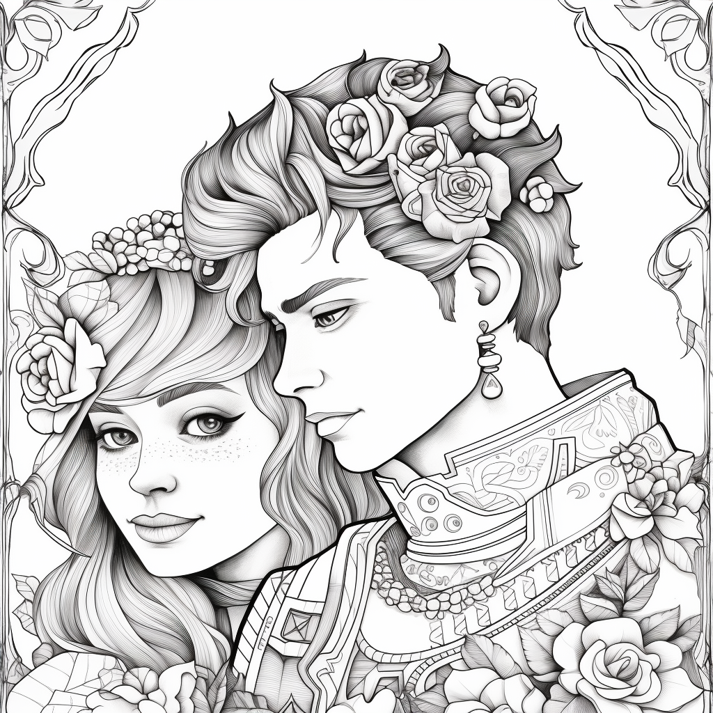 Couple coloring pages for adults