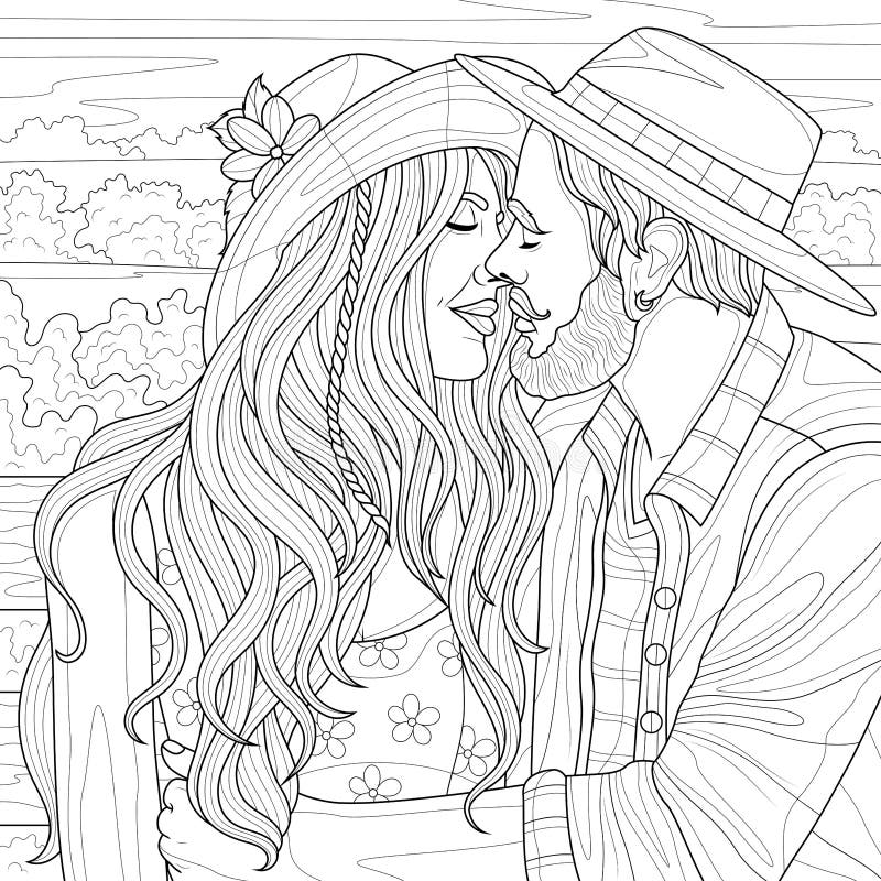 Romantic couple coloring page stock illustrations â romantic couple coloring page stock illustrations vectors clipart