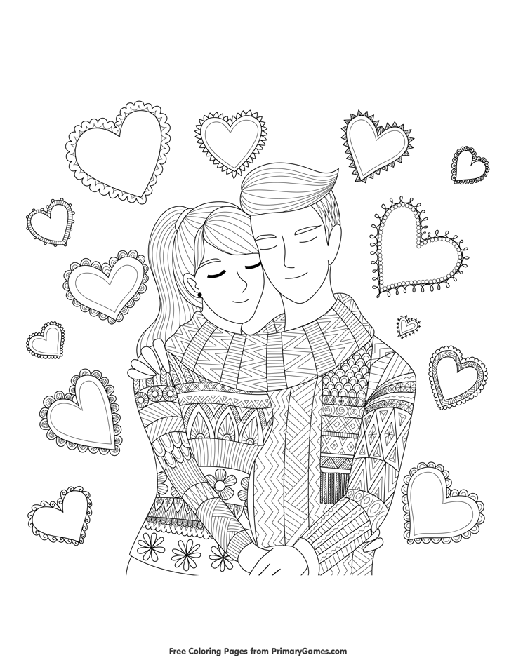 Couple in love coloring page â free printable ebook love coloring pages coloring books coloring book pages