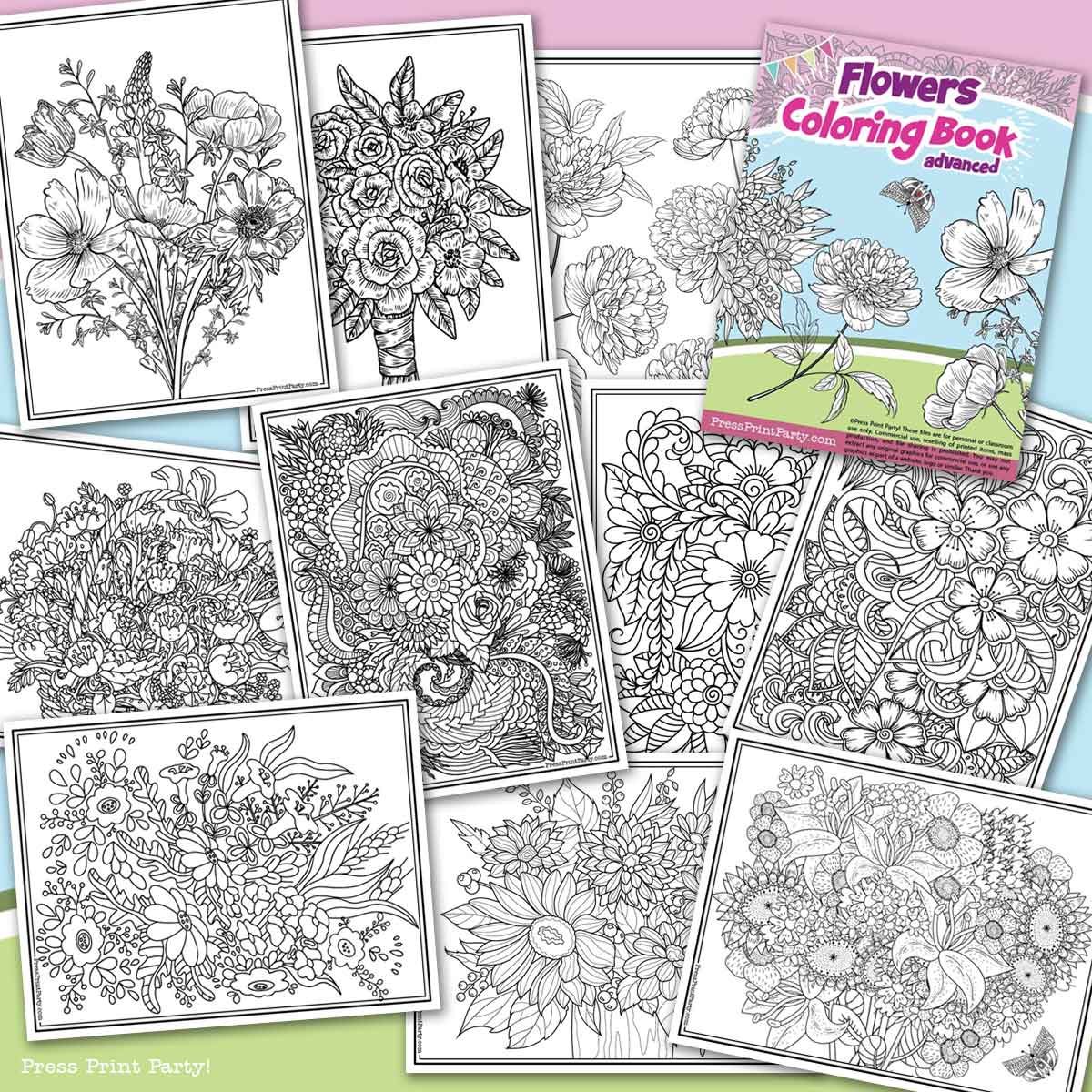 Coloring pages of flowers for kids and adults free printable