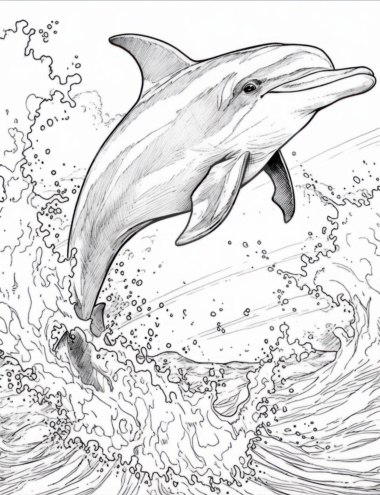 Dolphin coloring pages for kids and adults