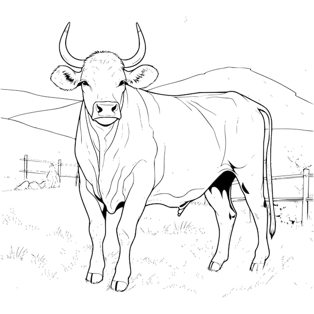 Premium vector cattle coloring pages for kids