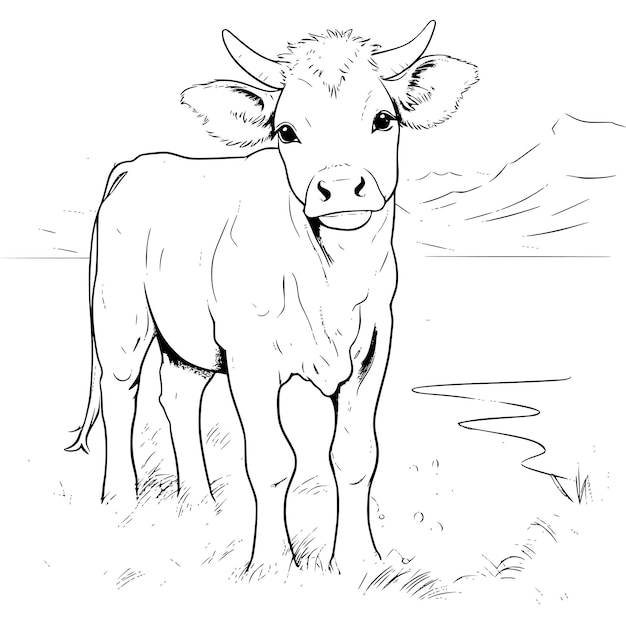 Premium vector cattle coloring pages for kids