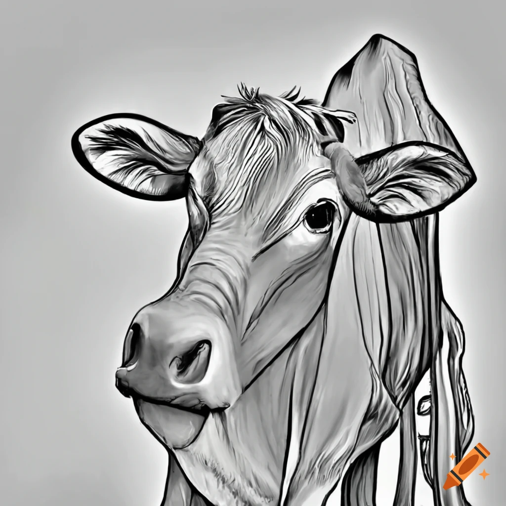 Coloring page cow in desert medium resolution on