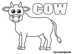 Free cow coloring page â the tucson puppet lady