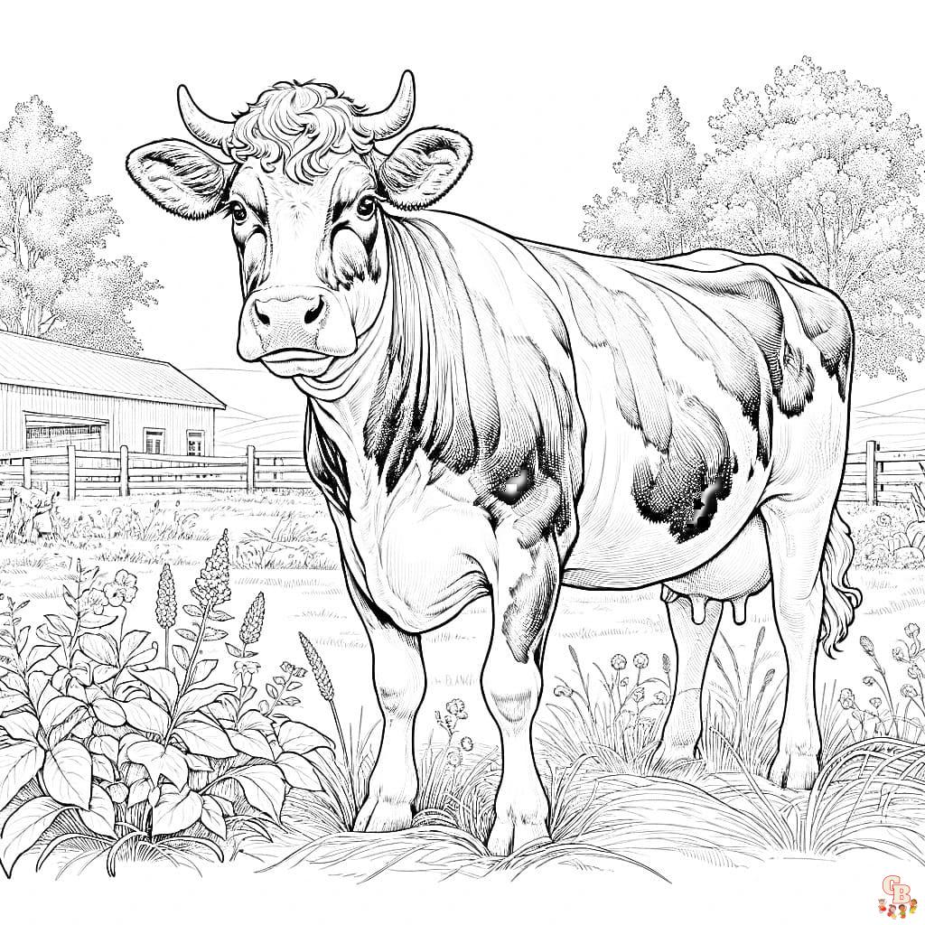 Fun easy printable cow coloring pages for kids