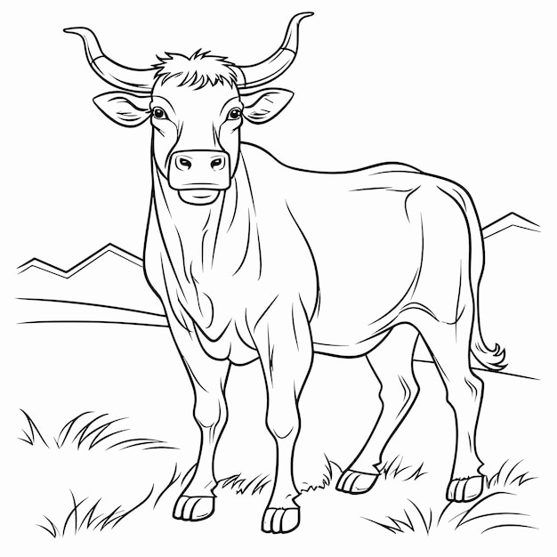 Premium vector hand drawn animal outline illustration cute cow coloring pages for children