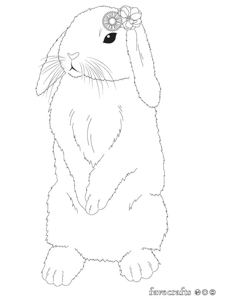 Flower bunny coloring page