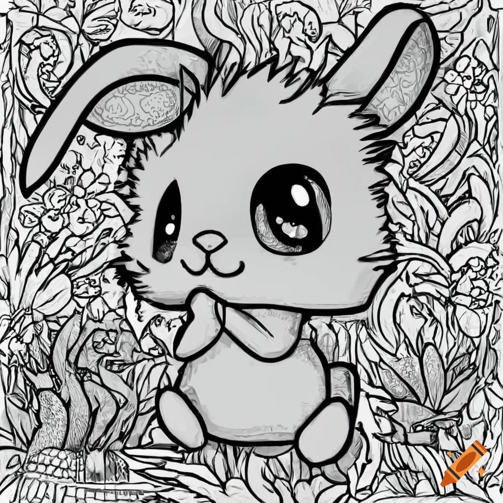 Cute rabbit coloring page in disney style on