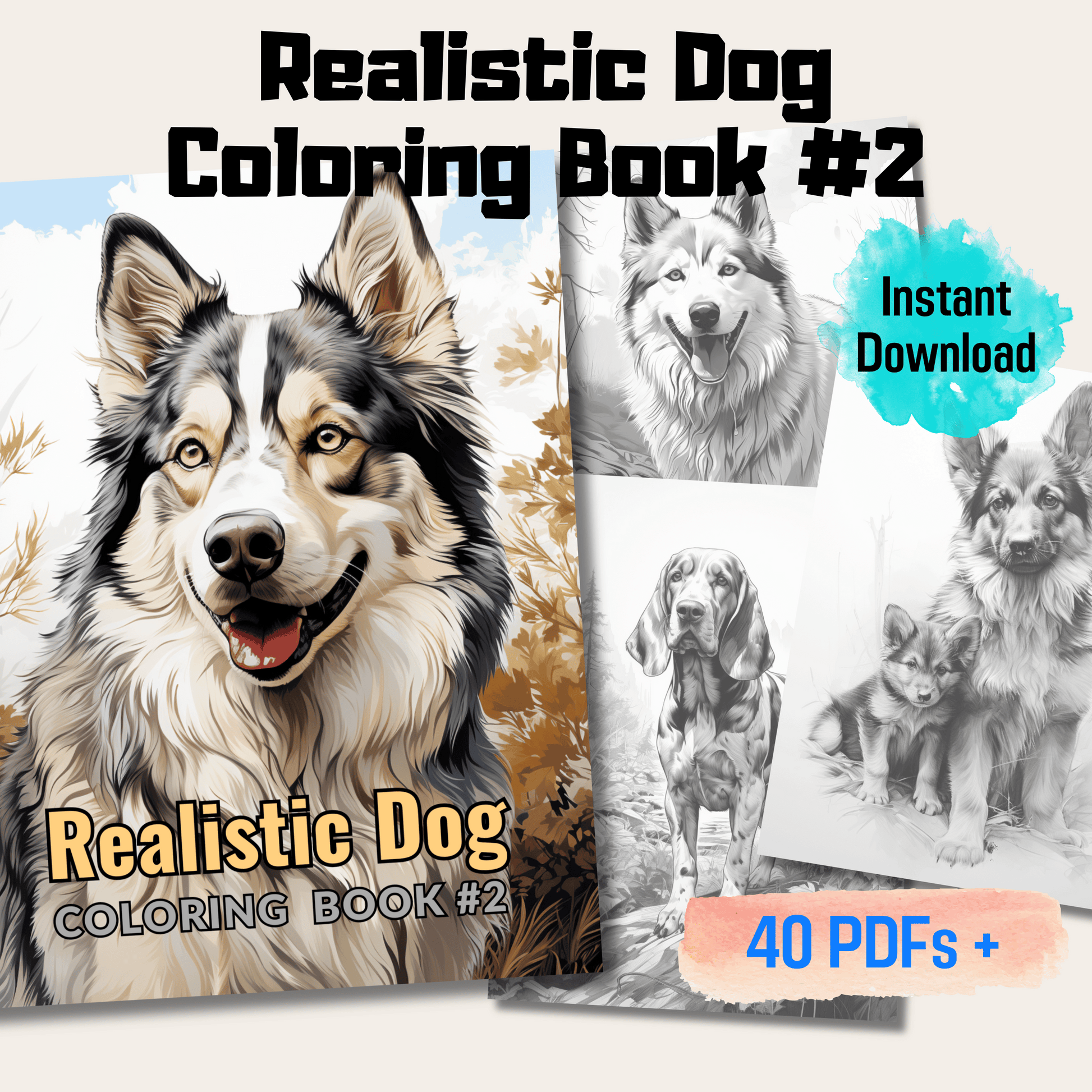 Pages detailed dog coloring pages for adults and kids instant down â funny print for you