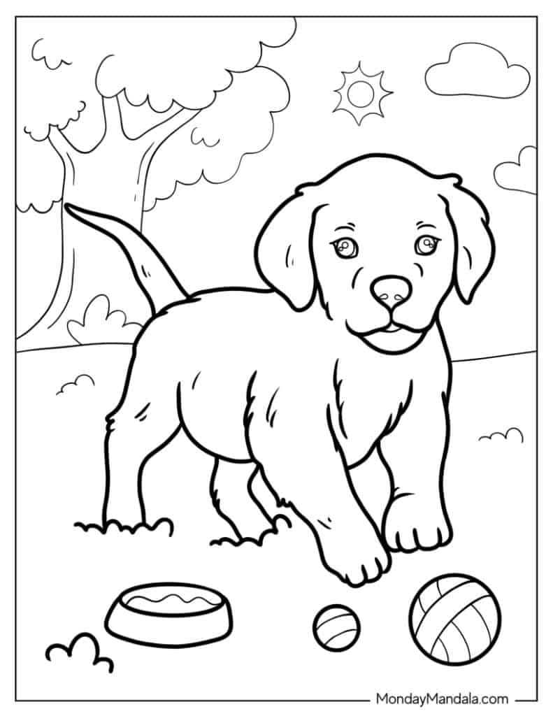 Puppy coloring pages free pdf printables