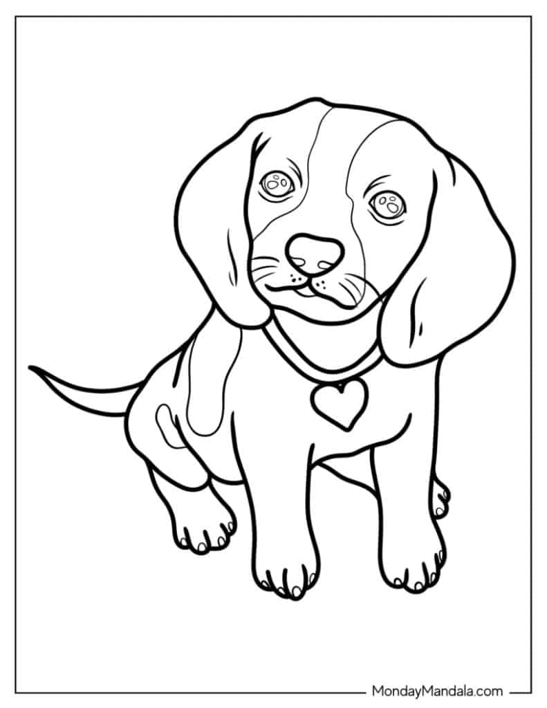 Puppy coloring pages free pdf printables