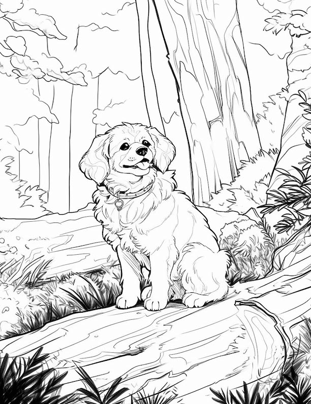 Dog coloring pages for kids and adults