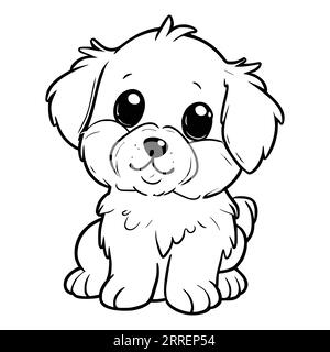 Cute puppy coloring pages for kids and toddlers stock vector image art