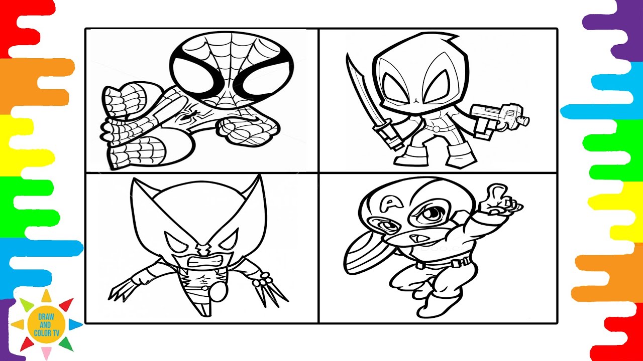 Avengers coloring page spiderman coloring deadpool coloring unknown brain