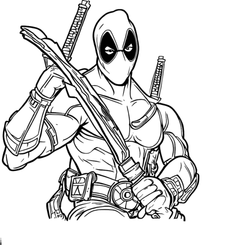 Deadpool cool coloring page