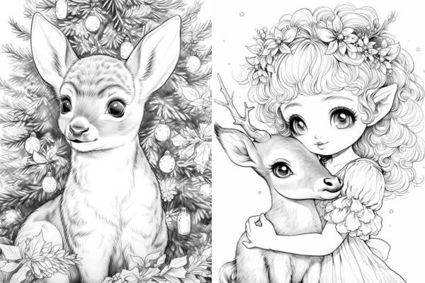 Enchanting deer coloring pages for kids and adults