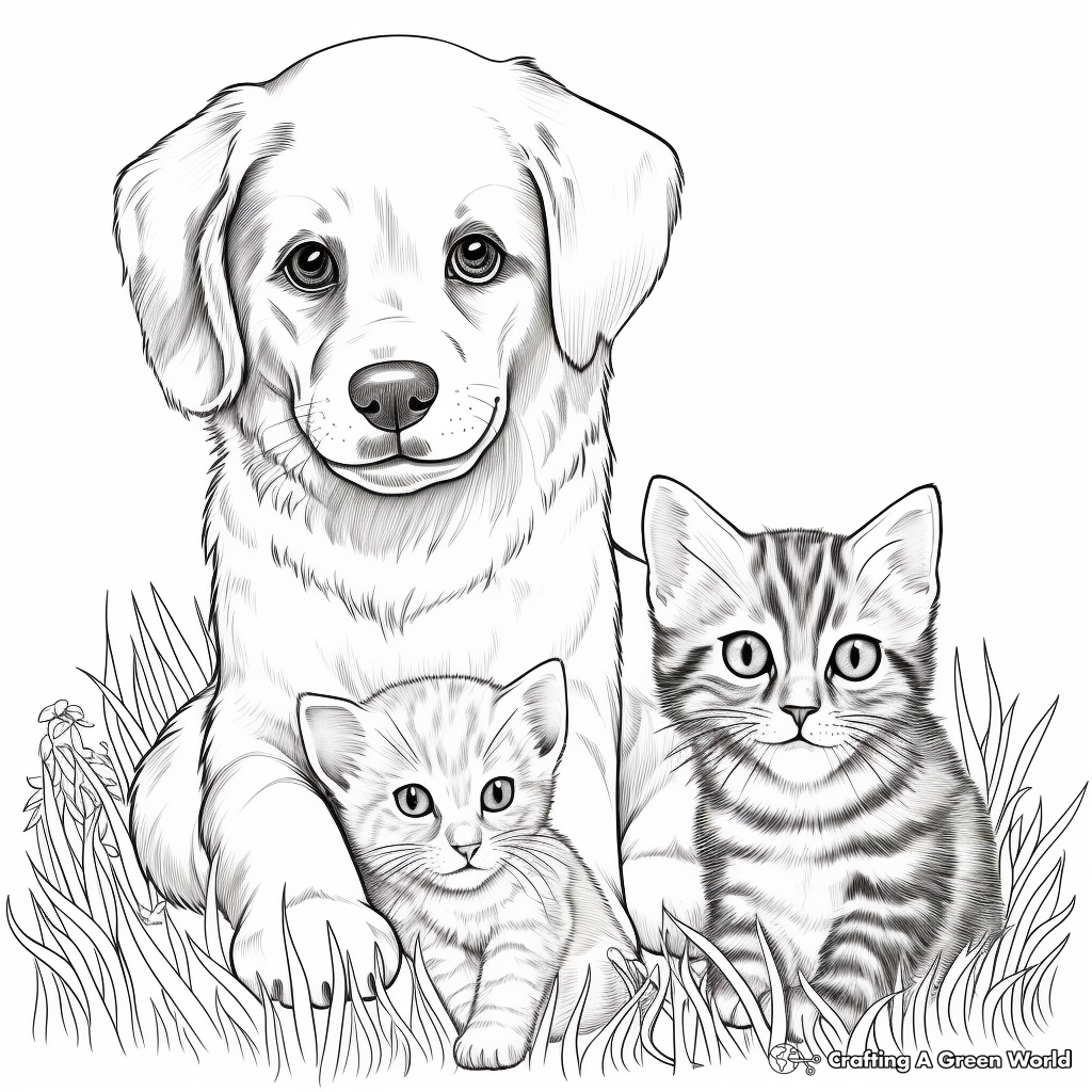 Puppy and kitten coloring pages