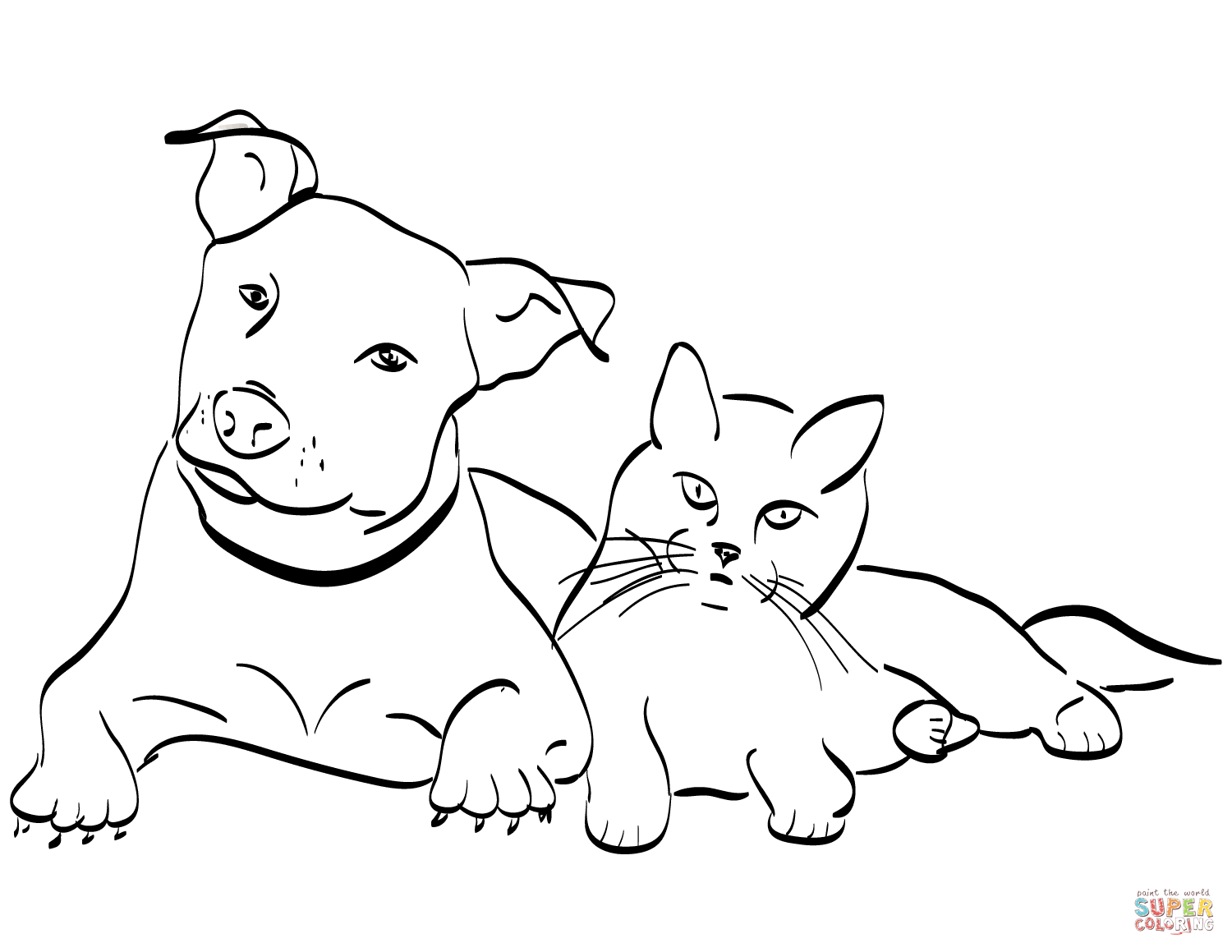Dog and cat coloring page free printable coloring pages