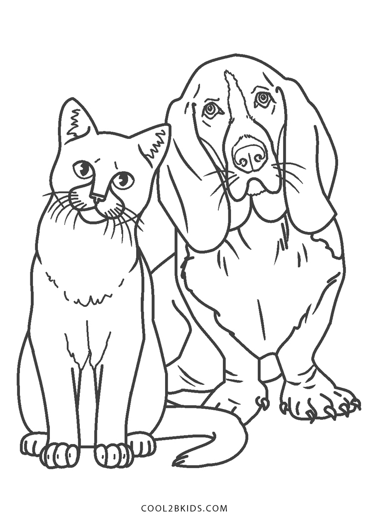 Free printable cat and dog coloring pages for kids