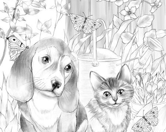 Cats and dogs bundle printable adult coloring pages from favoreads coloring book pages for adults coloring sheets coloring designs