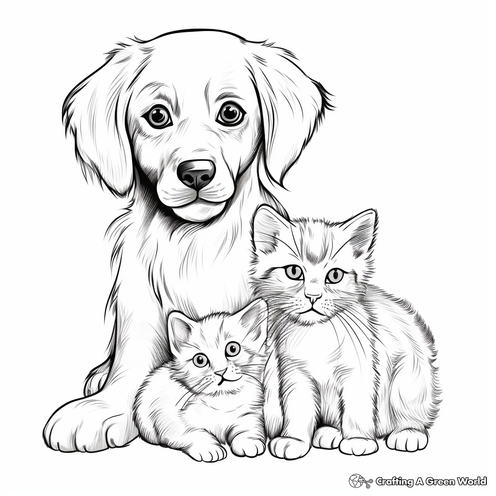 Puppy and kitten coloring pages