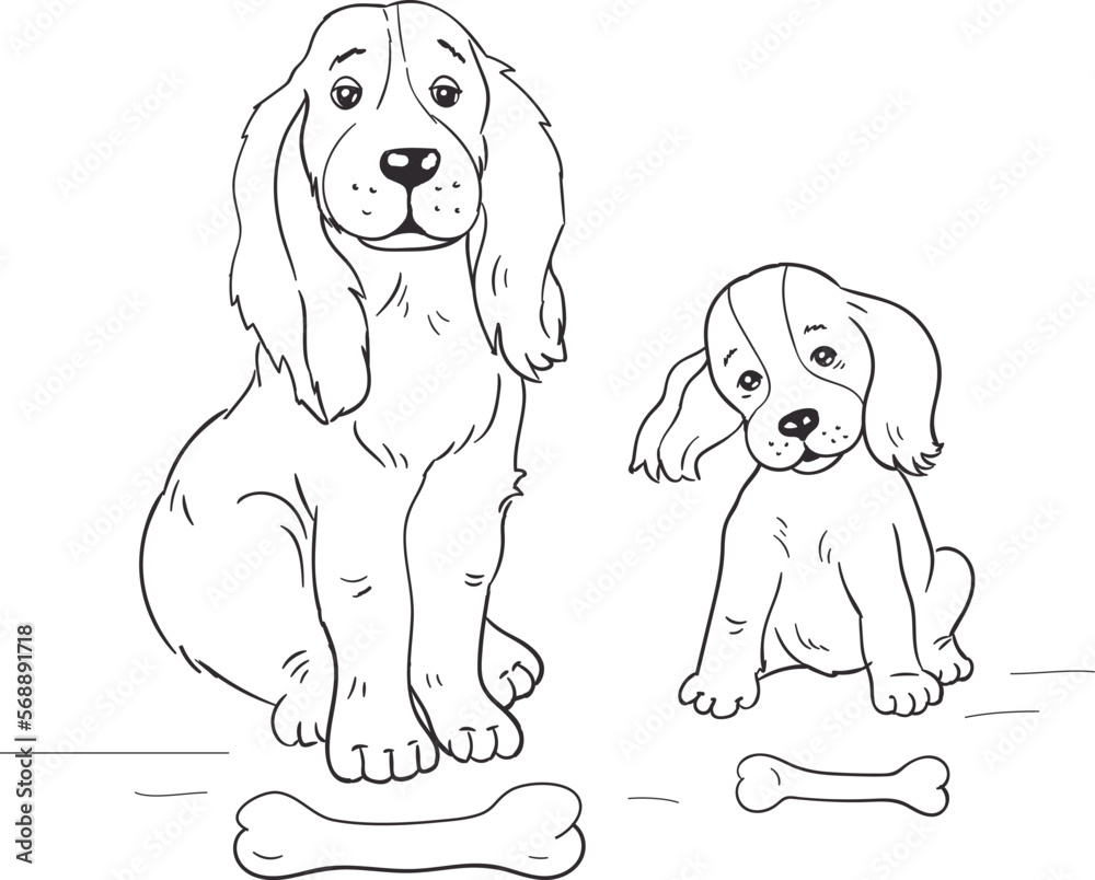 Dog coloring page realistic dog drawing printable for kids vector