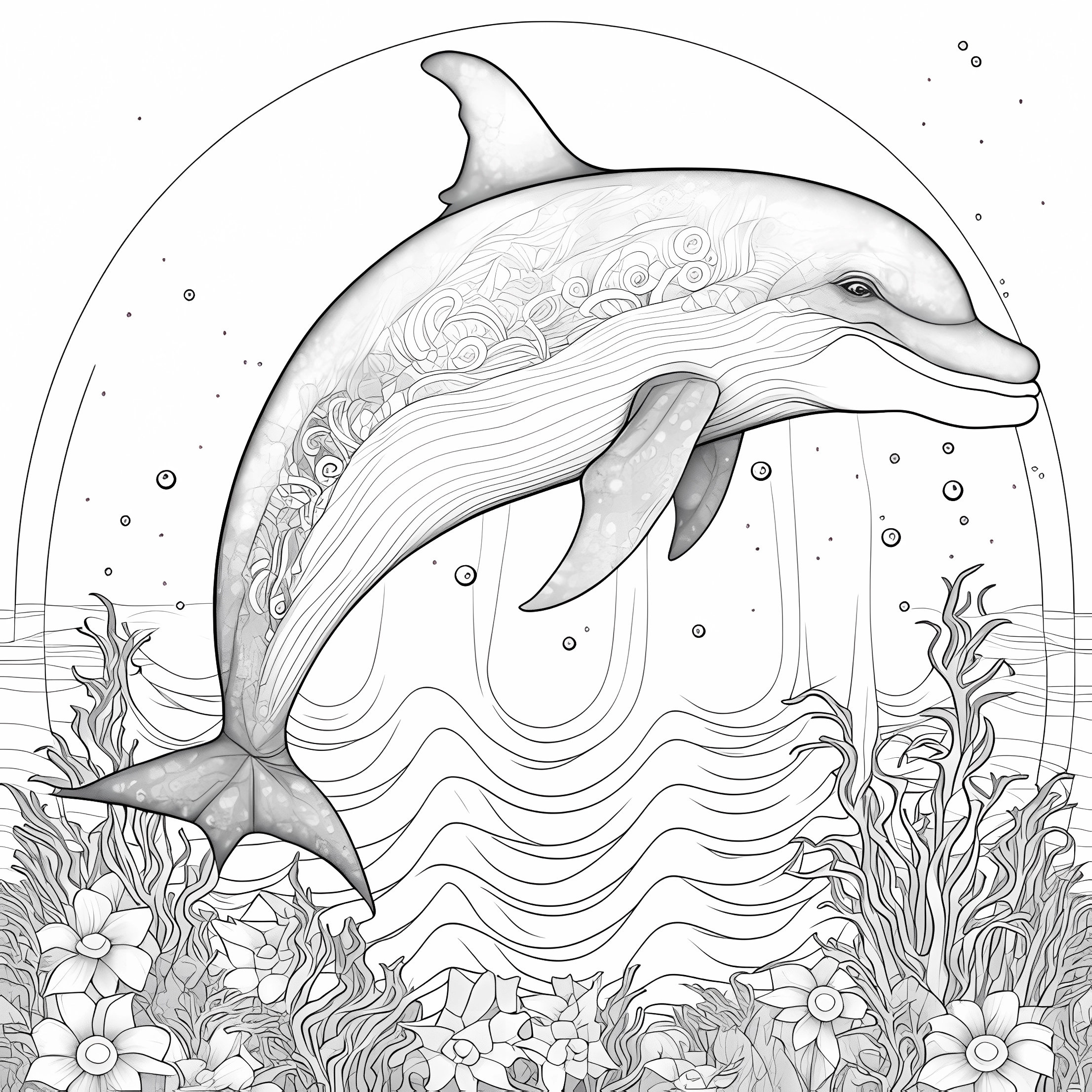 Dolphin coloring pages for adults and kids ocean creature coloring pages dolphin coloring pages