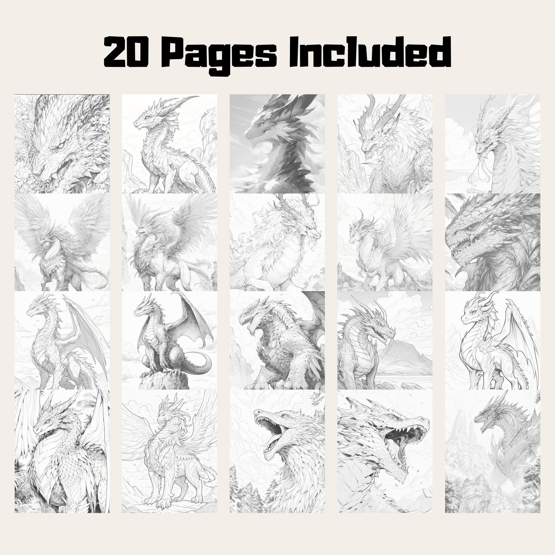 Pages realistic dragon grayscale coloring book for all ages instan â funny print for you