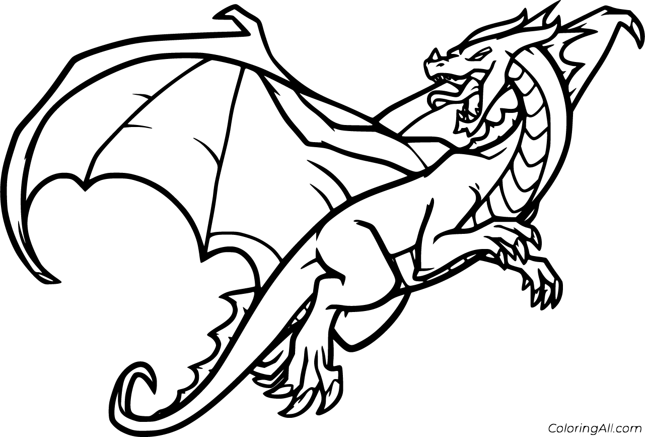 Realistic dragon coloring pages