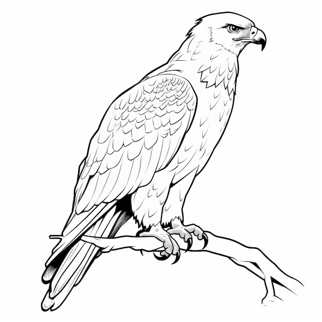 Premium ai image realistic eagle perched on branch coloring page