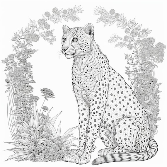 Wild grace majestic and relaxing cheetah coloring pages for adults download now