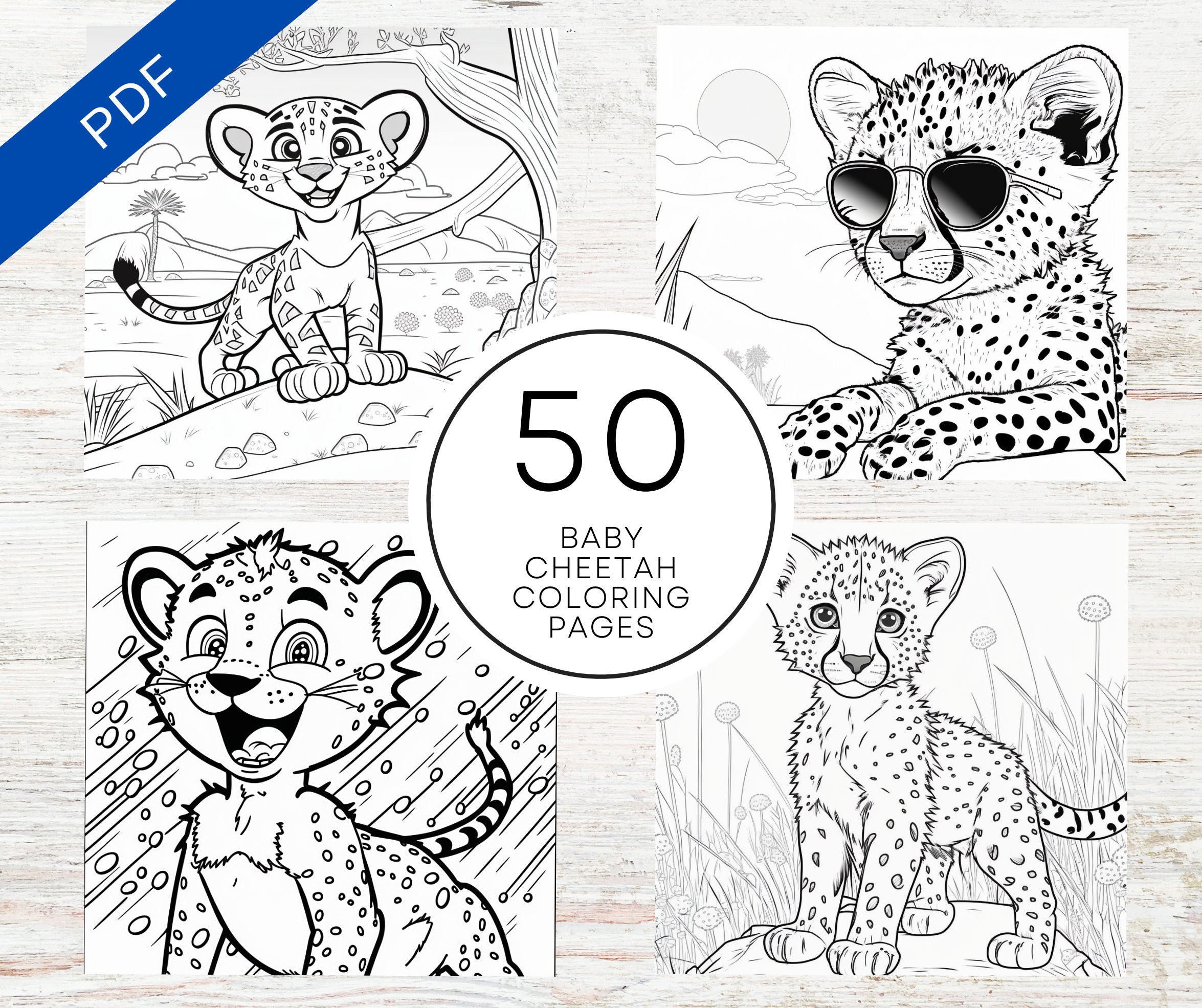 Kdp interior baby cheetah coloring pages x printable pdf canva template kids coloring book mercial use activity book