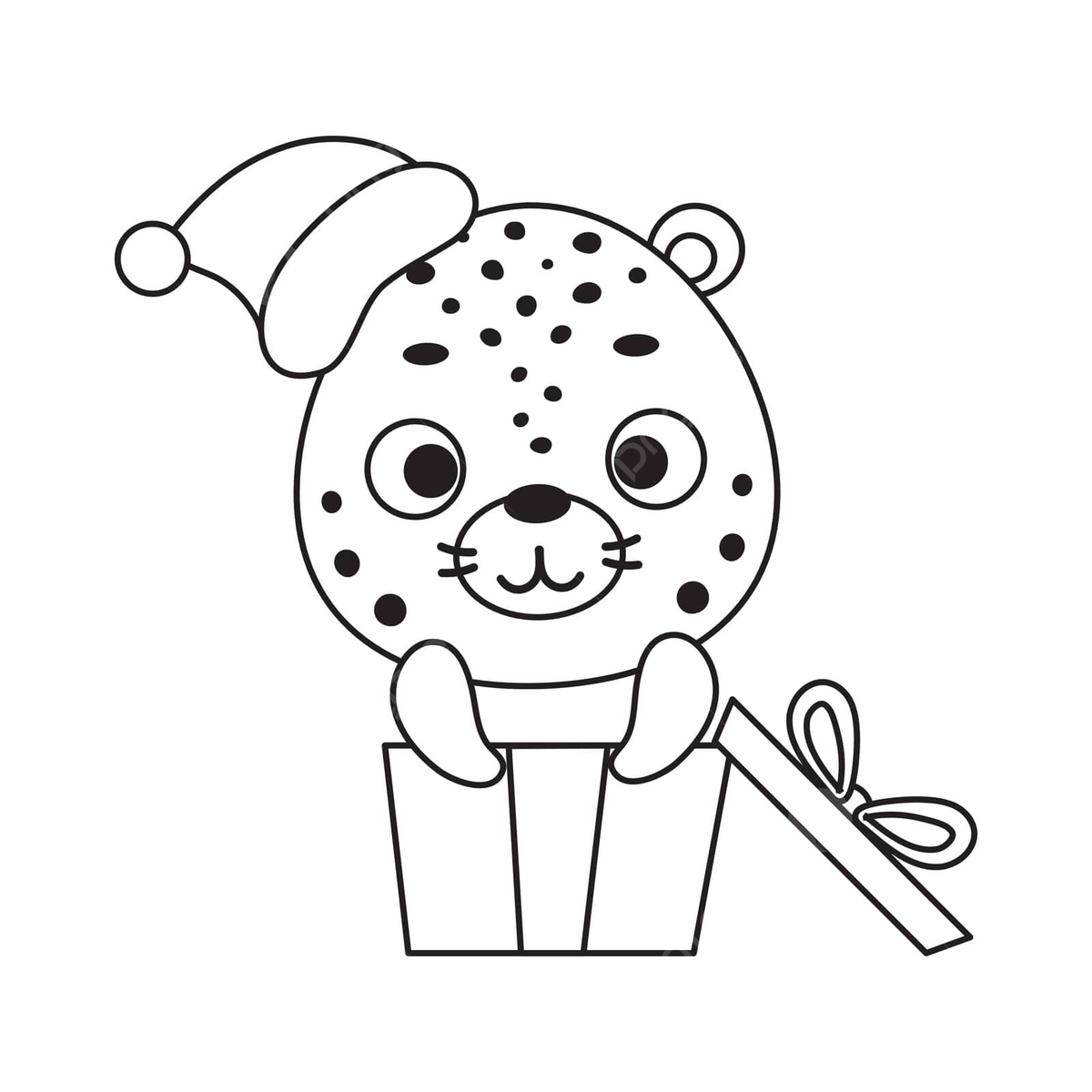 Gift box cheetah coloring page for kids with cute animal illustration vector animal drawing rat drawing ring drawing png and vector with transparent background for free download